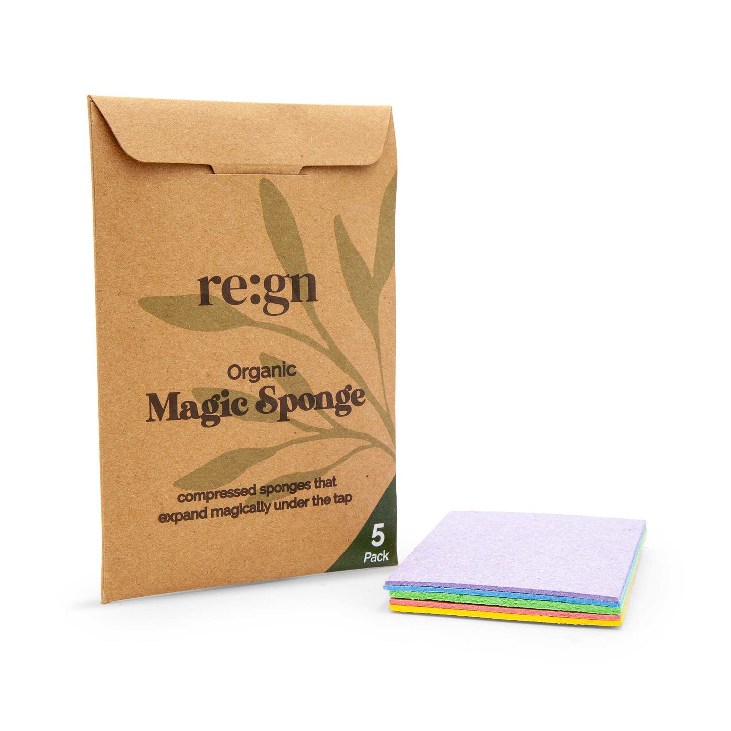 Re:gn Household Cleaning Products Re:gn – Magic Compressed Plant-Based Sponges – Plastic-Free & Durable – 5 Pack