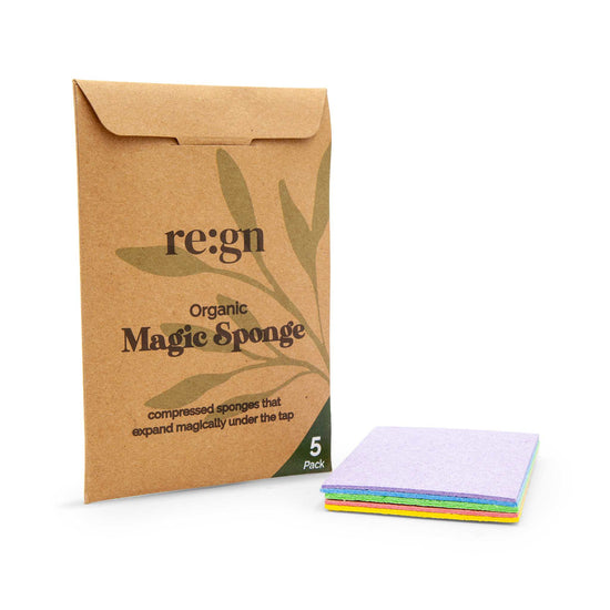 Re:gn Household Cleaning Products Re:gn – Magic Compressed Plant-Based Sponges – Plastic-Free & Durable – 5 Pack