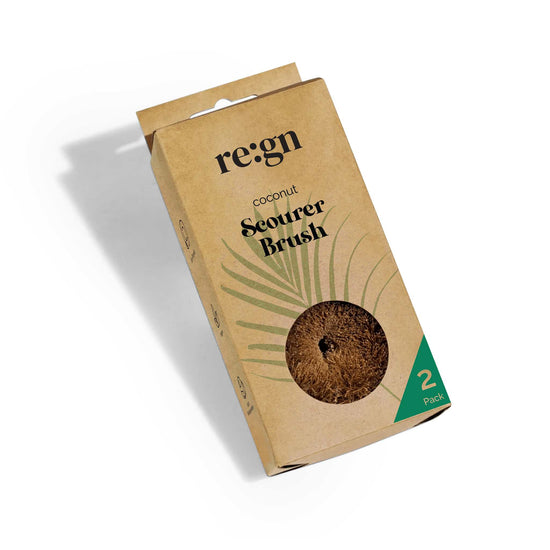 Re:gn Household Cleaning Products Round Coconut Kitchen Scourers – Biodegradable & Plastic-Free – Pack of 2