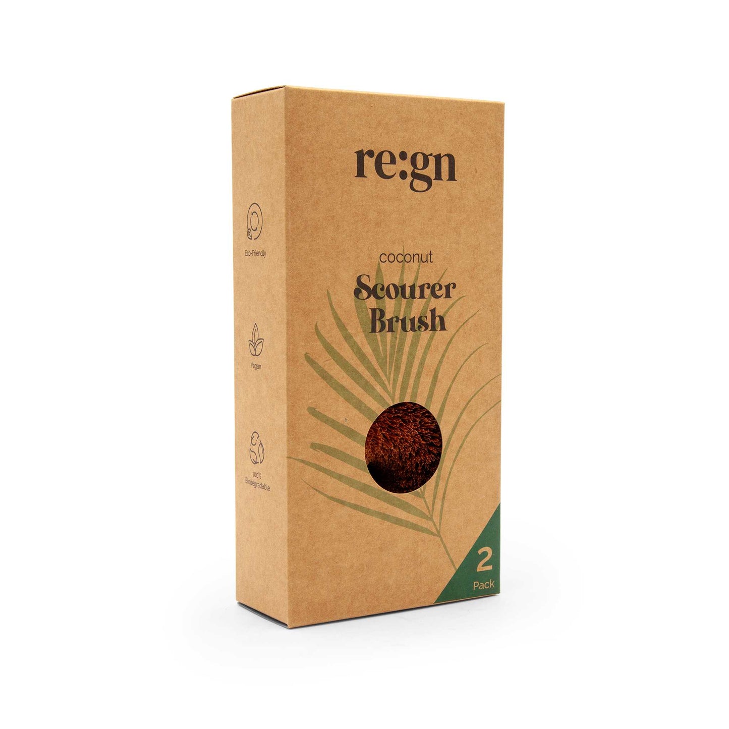 Re:gn Household Cleaning Products Round Coconut Kitchen Scourers – Biodegradable & Plastic-Free – Pack of 2