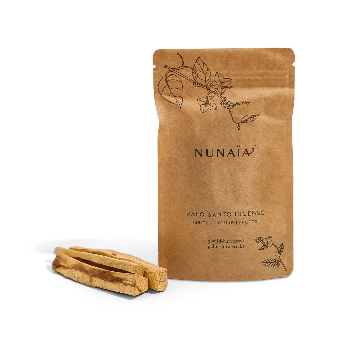 Nunaia Incense Palo Santo Incense Bundle - Sustainably Sourced - High Resin - 3 Pieces