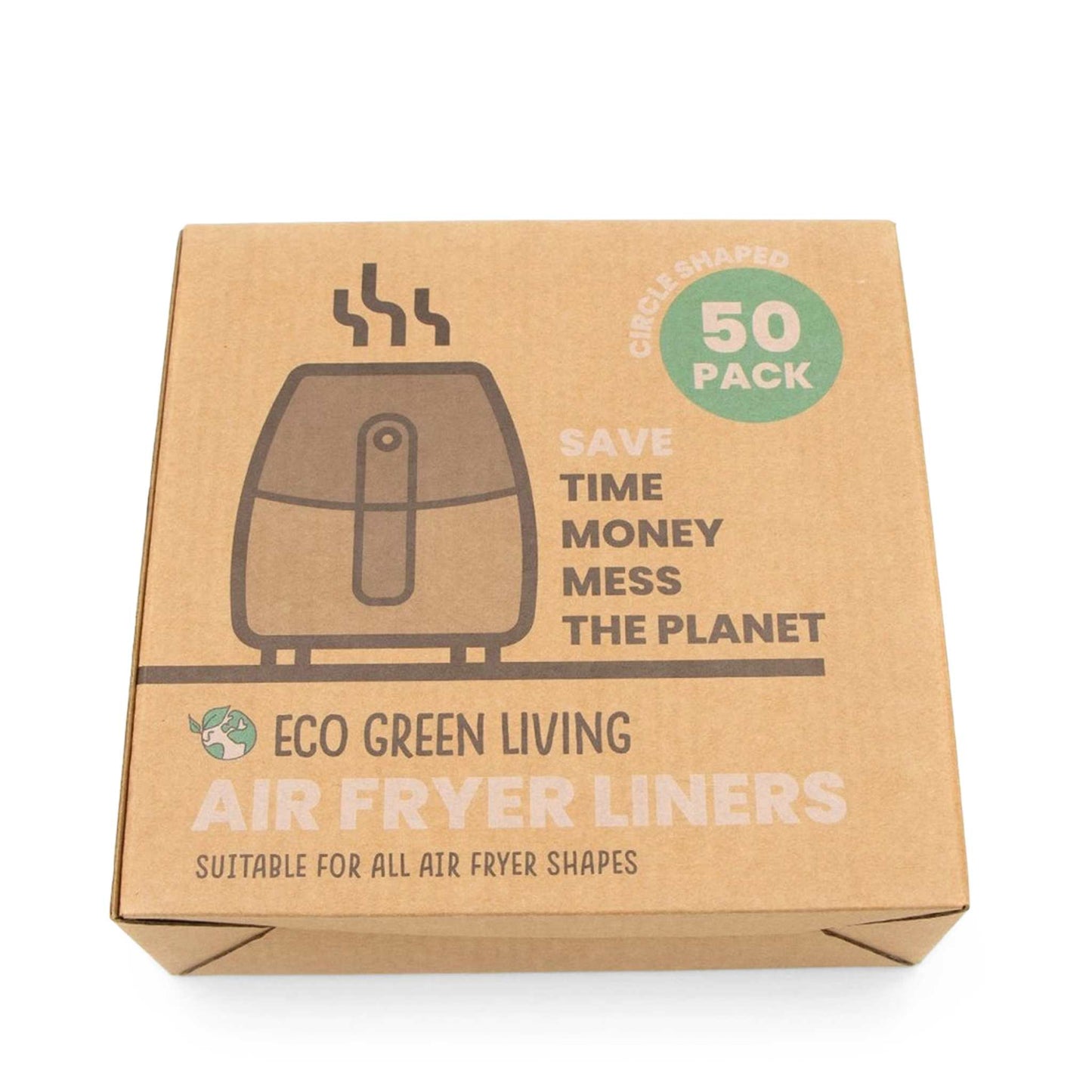 Eco Green Living kitchen Air Fryer Liners - Unbleached Compostable Paper - 50 Pack - Eco Green Living