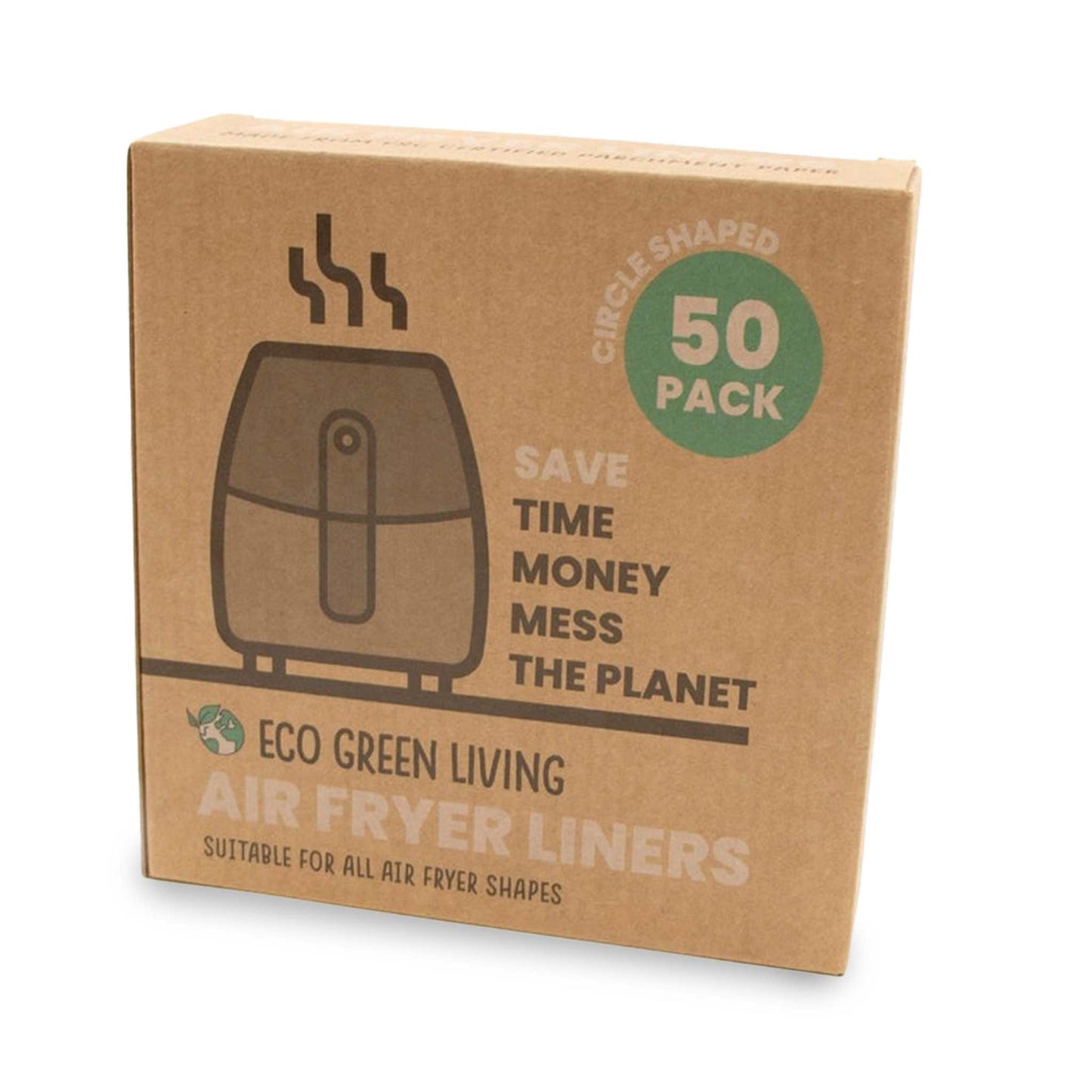 Eco Green Living kitchen Air Fryer Liners - Unbleached Compostable Paper - 50 Pack - Eco Green Living