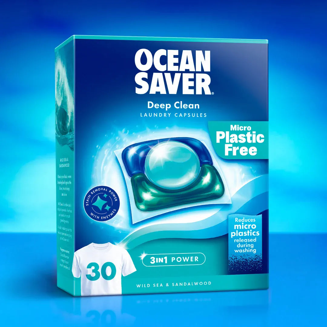 Ocean Saver Laundry Detergent Deep Clean Bio Laundry Capsules - Wild Sea & Sandalwood, 30 Washes - Ocean Saver