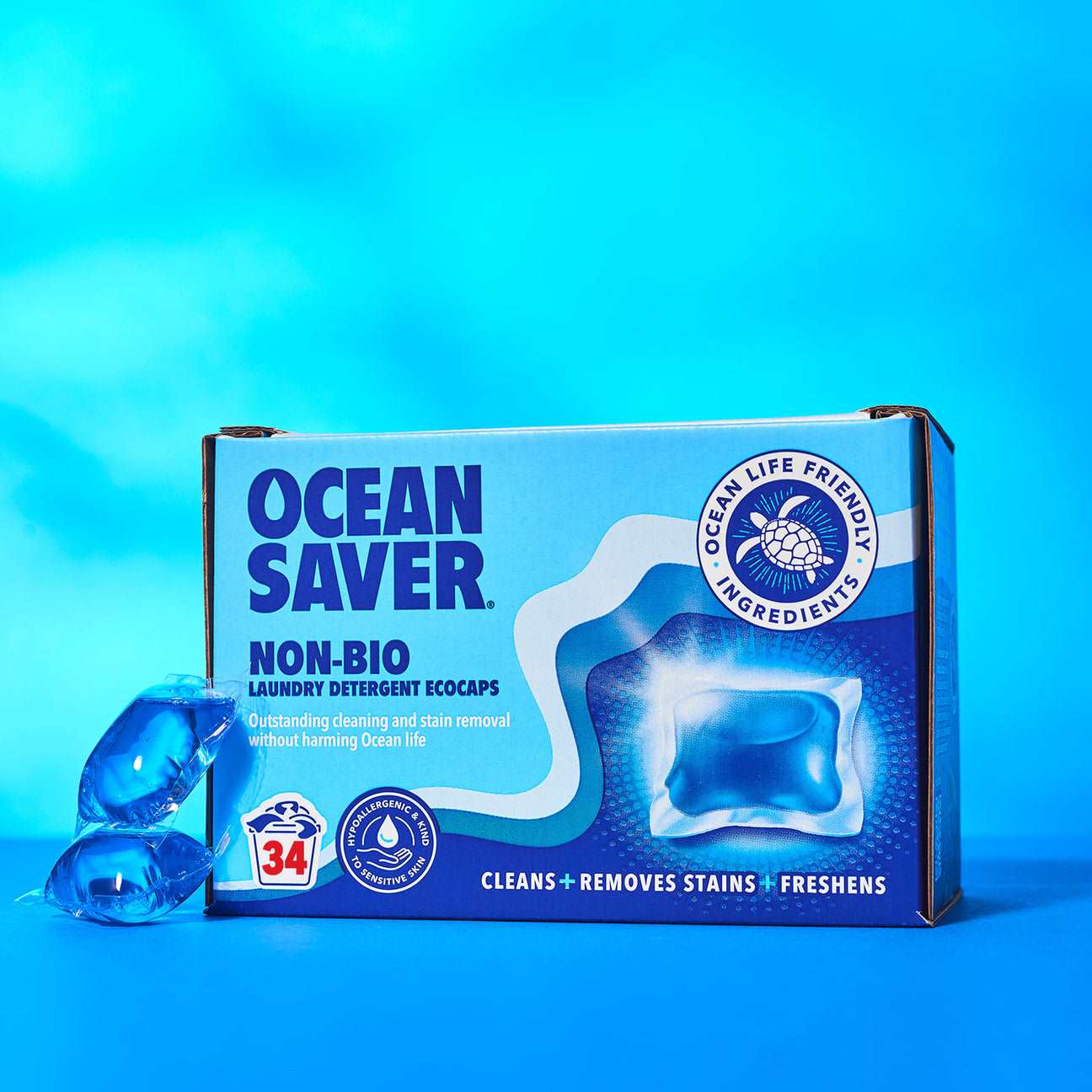 Ocean Saver Laundry Detergent Ocean Saver EcoCaps - Non Bio Laundry Detergent Pods - 34 Washes