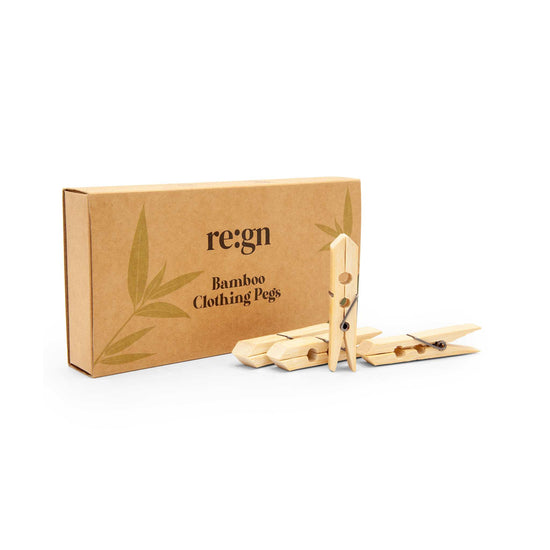 Re:gn Laundry Re:gn – Biodegradable Bamboo Clothes Pegs – Plastic-Free & Durable – 20 Pack