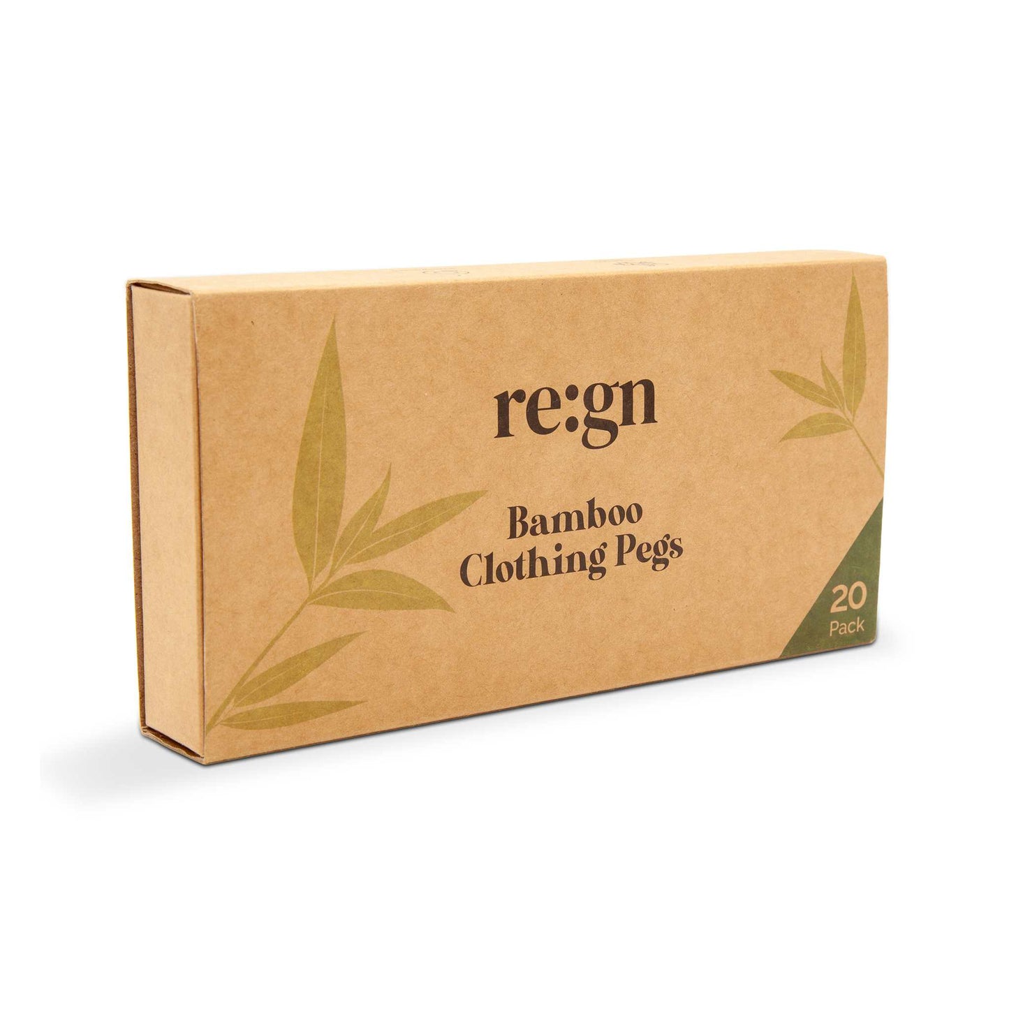 Re:gn Laundry Re:gn – Biodegradable Bamboo Clothes Pegs – Plastic-Free & Durable – 20 Pack