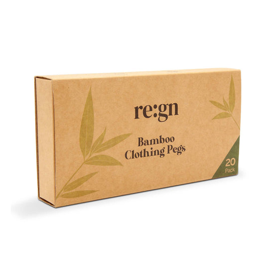 Re:gn Laundry Re:gn – Biodegradable Bamboo Clothes Pegs – Plastic-Free & Durable – 20 Pack