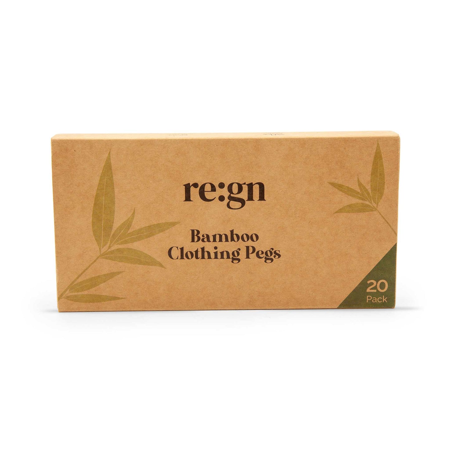 Re:gn Laundry Re:gn – Biodegradable Bamboo Clothes Pegs – Plastic-Free & Durable – 20 Pack