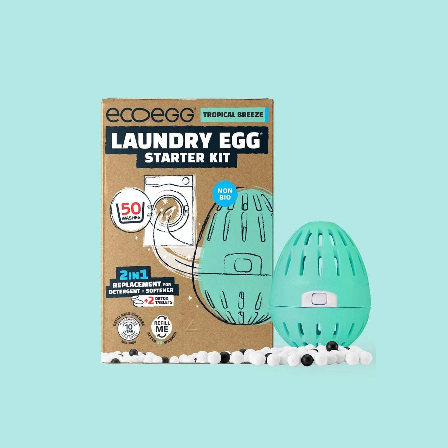 Eco Egg Laundry Tropical Breeze Eco Egg Starter Kit - Laundry Egg and Detox Tablet