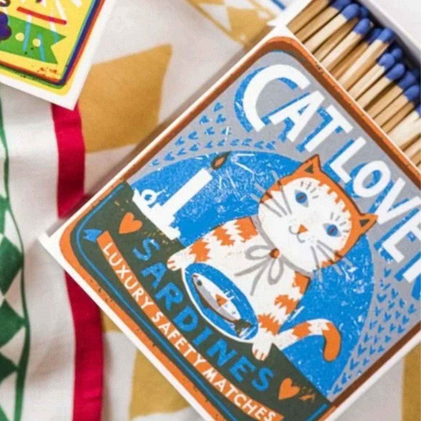 Archivist Lighters & Matches Archivist – Long Safety Matches - Cat Lover Sardines – 125 Luxury Matches – 100mm