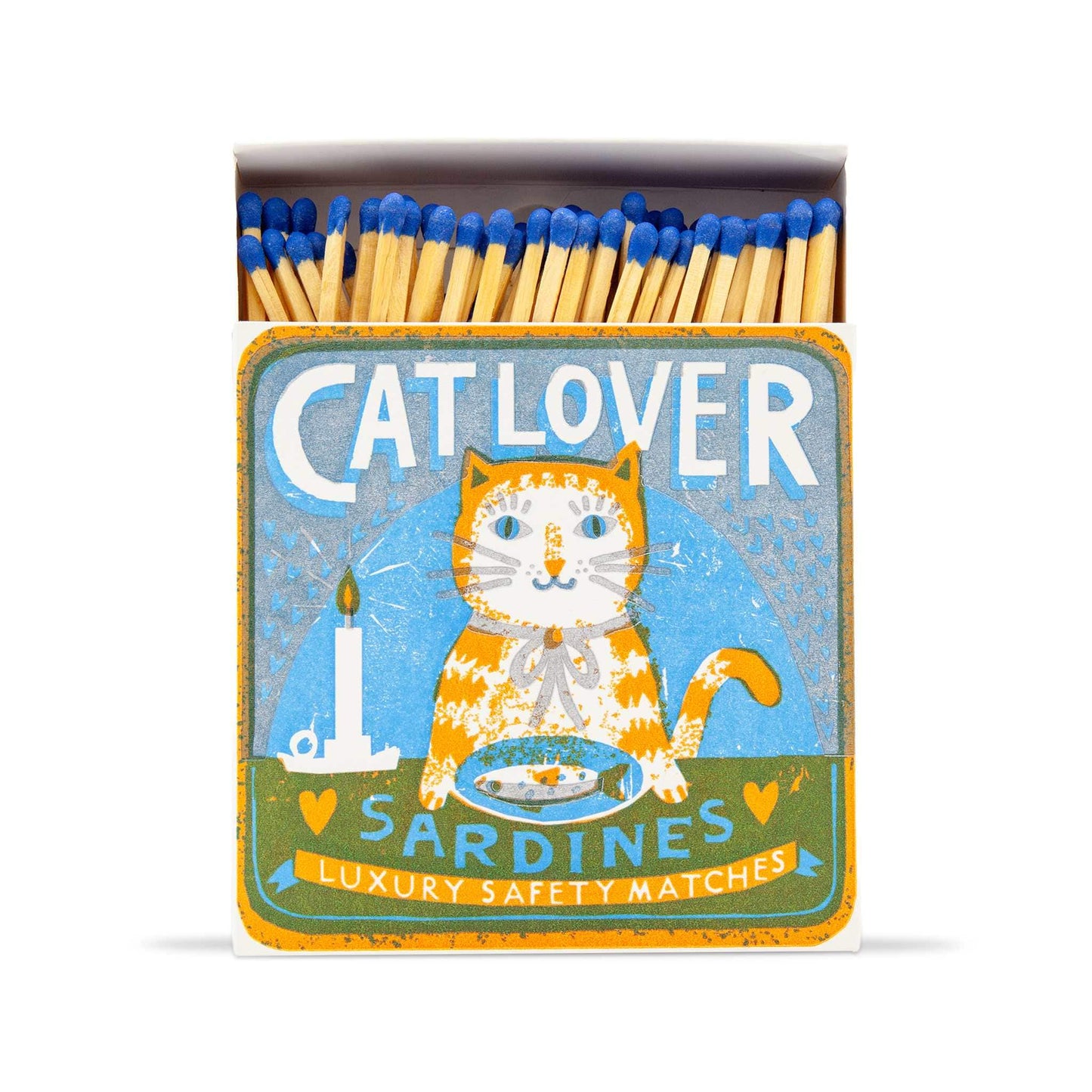 Archivist Lighters & Matches Archivist – Long Safety Matches - Cat Lover Sardines – 125 Luxury Matches – 100mm