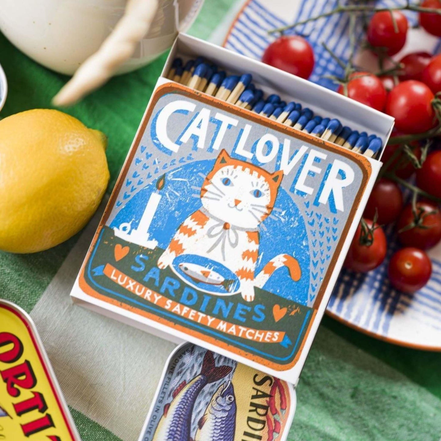 Archivist Lighters & Matches Archivist – Long Safety Matches - Cat Lover Sardines – 125 Luxury Matches – 100mm
