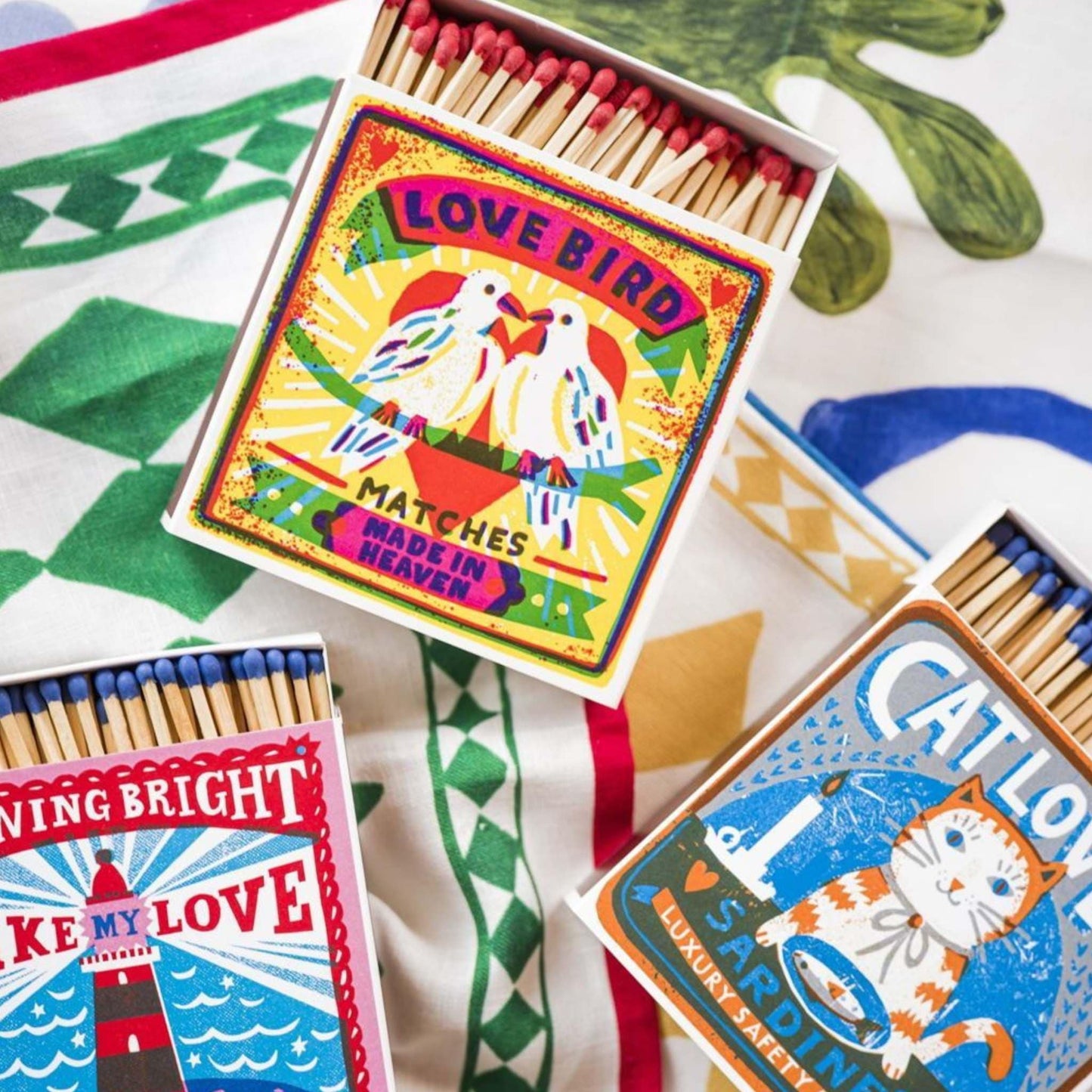 Archivist Lighters & Matches Archivist – Long Safety Matches - Love Birds – 125 Luxury Matches – 100mm