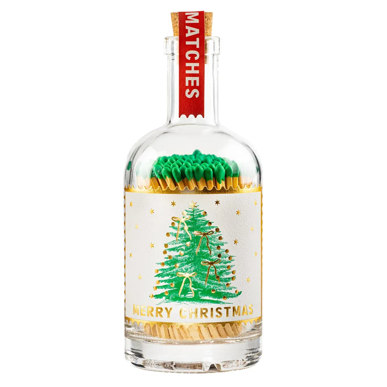 Archivist Gallery Lighters & Matches Glass Bottle Safety Matches - Christmas Tree - 150 Matches - Archivist