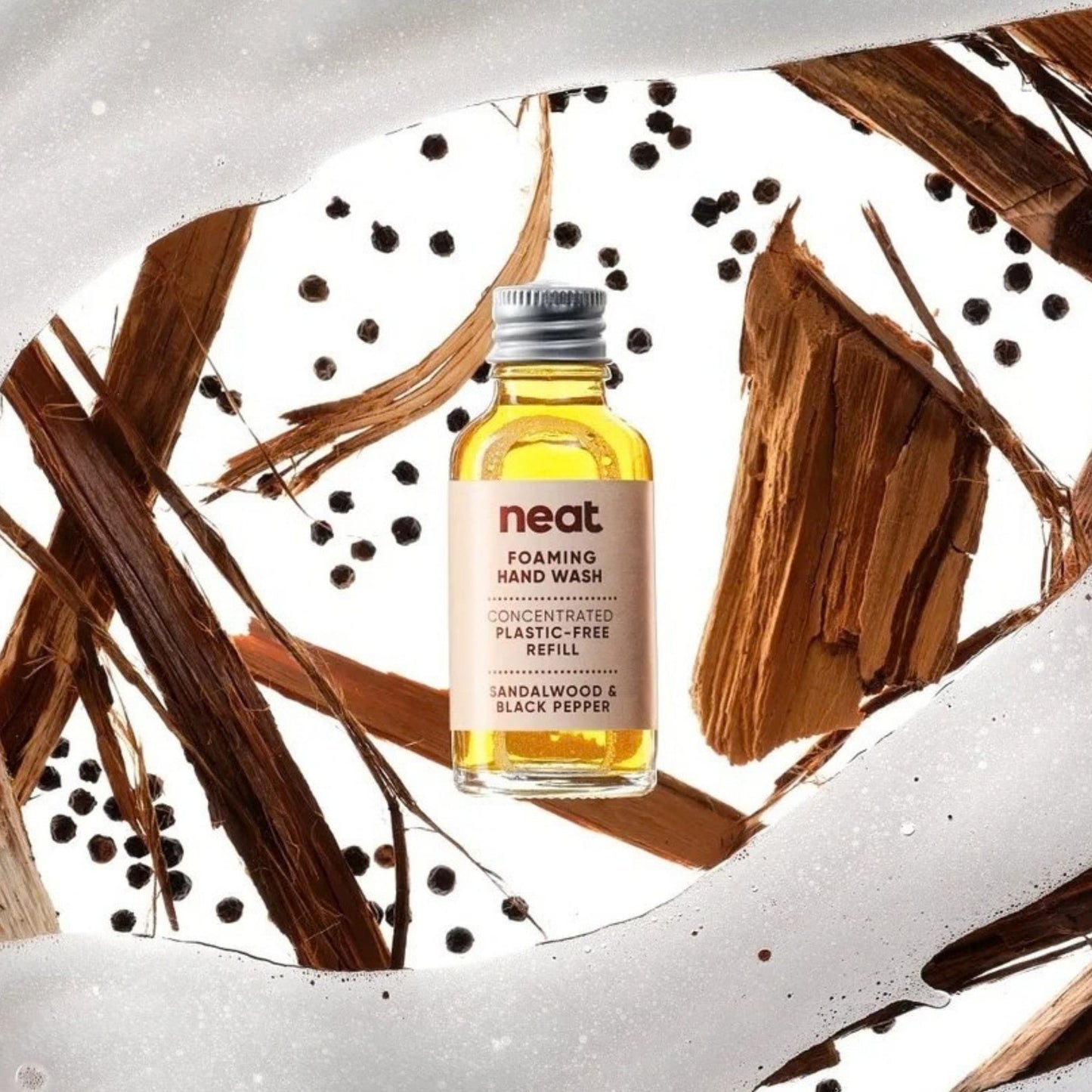 neat. Liquid Soap Foaming Hand Wash Refill Concentrate - Sandalwood & Black Pepper, 30ml - neat.