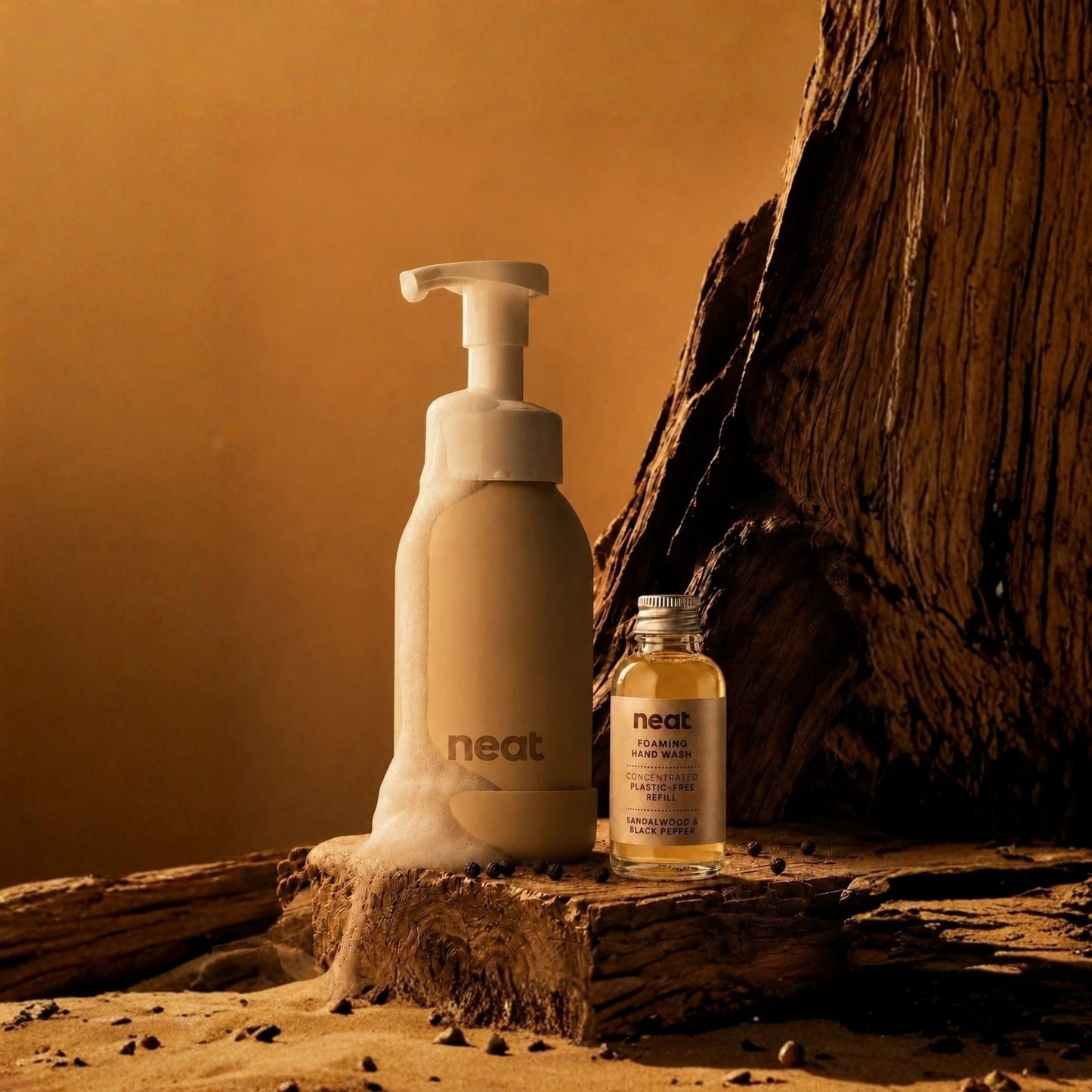 neat. Liquid Soap Foaming Hand Wash Refill Concentrate - Sandalwood & Black Pepper, 30ml - neat.