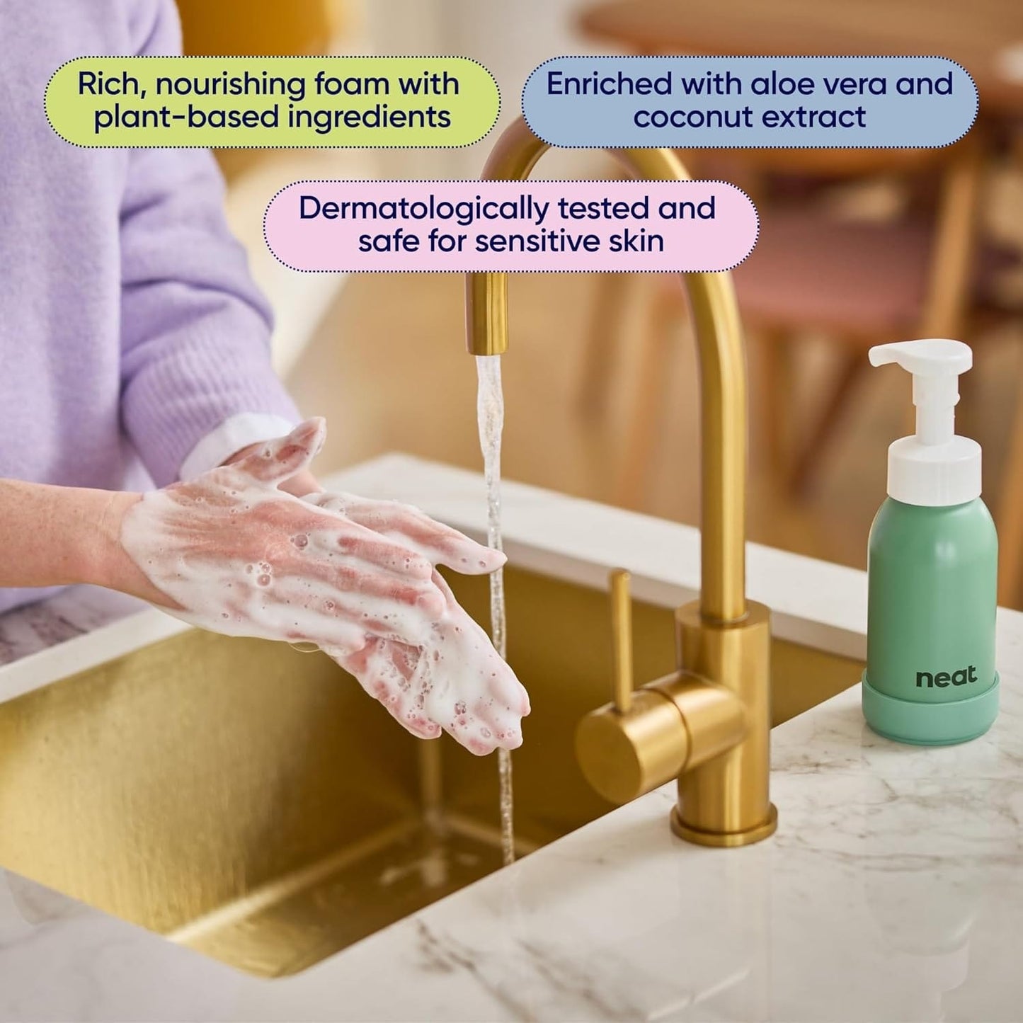 neat. Liquid Soap Neat Refillable Foaming Hand Wash Dispenser - Aluminium - Plant-Based - Plastic-Free