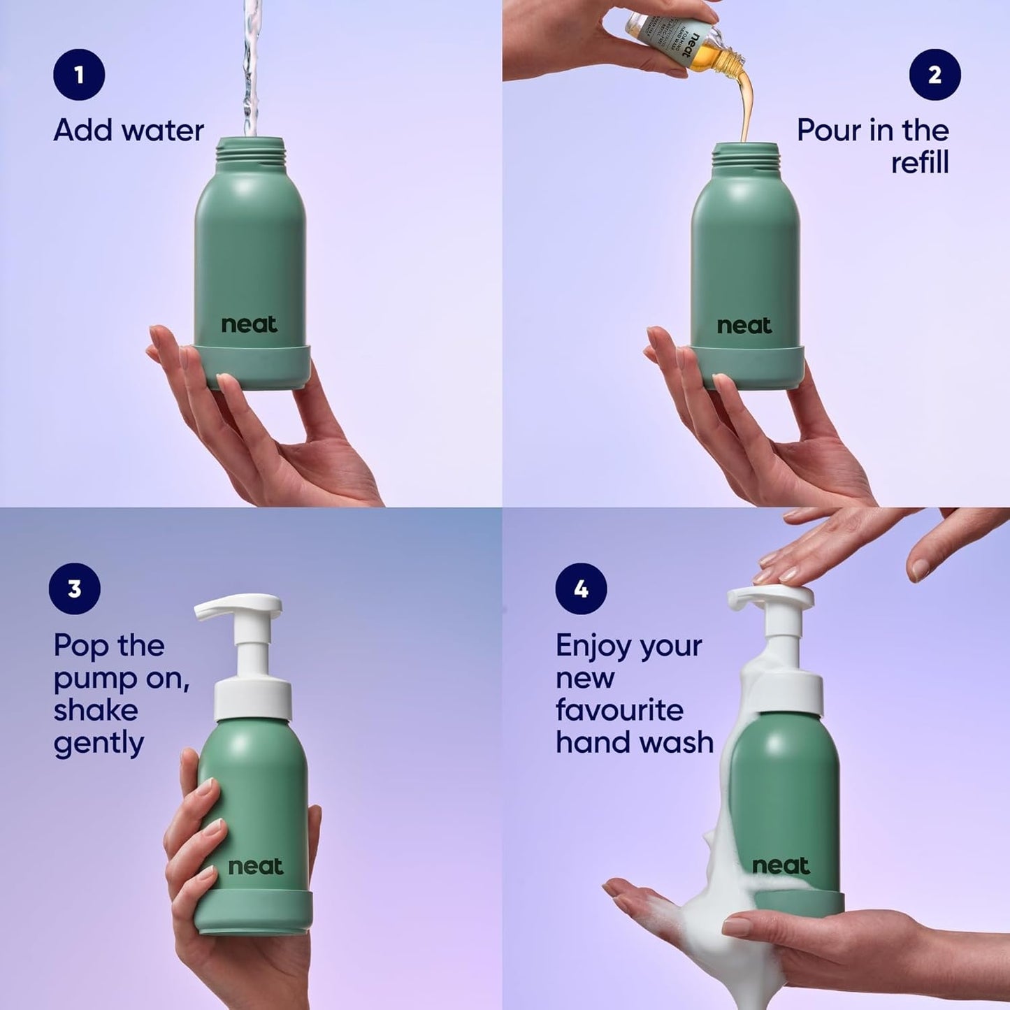 neat. Liquid Soap Neat Refillable Foaming Hand Wash Dispenser - Aluminium - Plant-Based - Plastic-Free