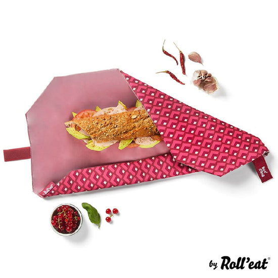 Roll N Eat Lunchboxes Boc'n'Roll - Reusable Sandwich Wrap - Vintage - Angle