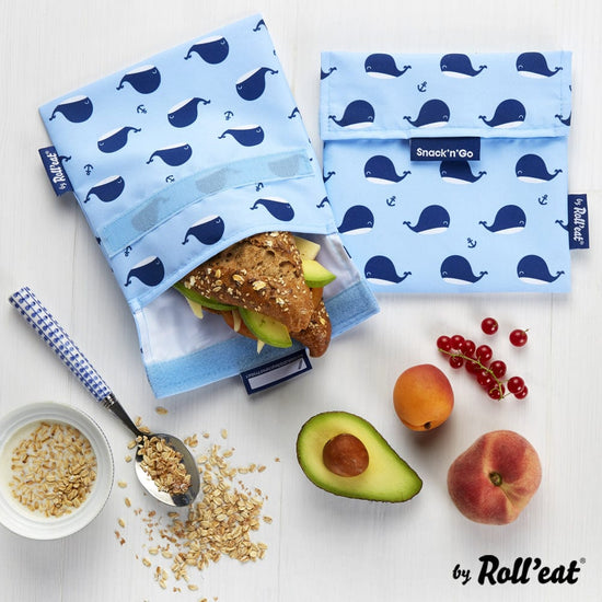 Roll N Eat Lunchboxes Snack'n'Go - Reusable Snack Bag - Whales