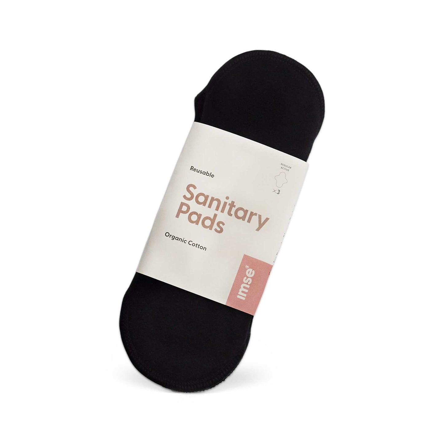 Imse Period Care Imse – Reusable Sanitary Pads (Active, Black) – Organic Cotton – Medium Flow