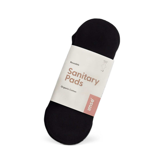 Imse Period Care Imse – Reusable Sanitary Pads (Active, Black) – Organic Cotton – Medium Flow