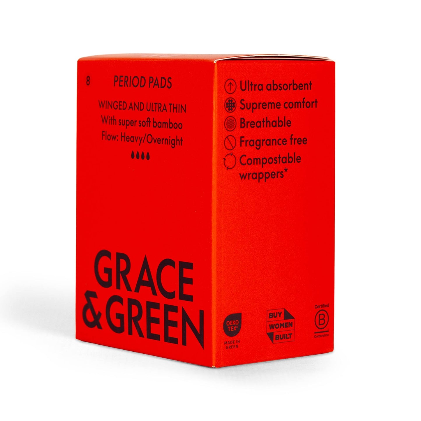 Grace & Green Period Products Organic Bamboo Pads - Ultra-thin with Wings - Grace & Green