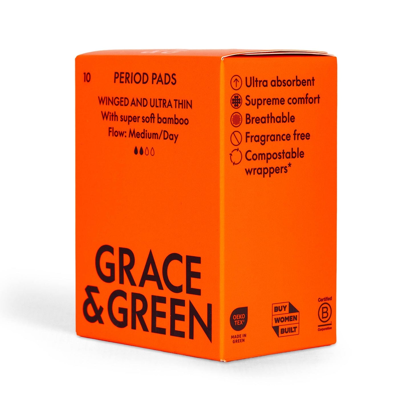 Grace & Green Period Products Organic Bamboo Pads - Ultra-thin with Wings - Grace & Green