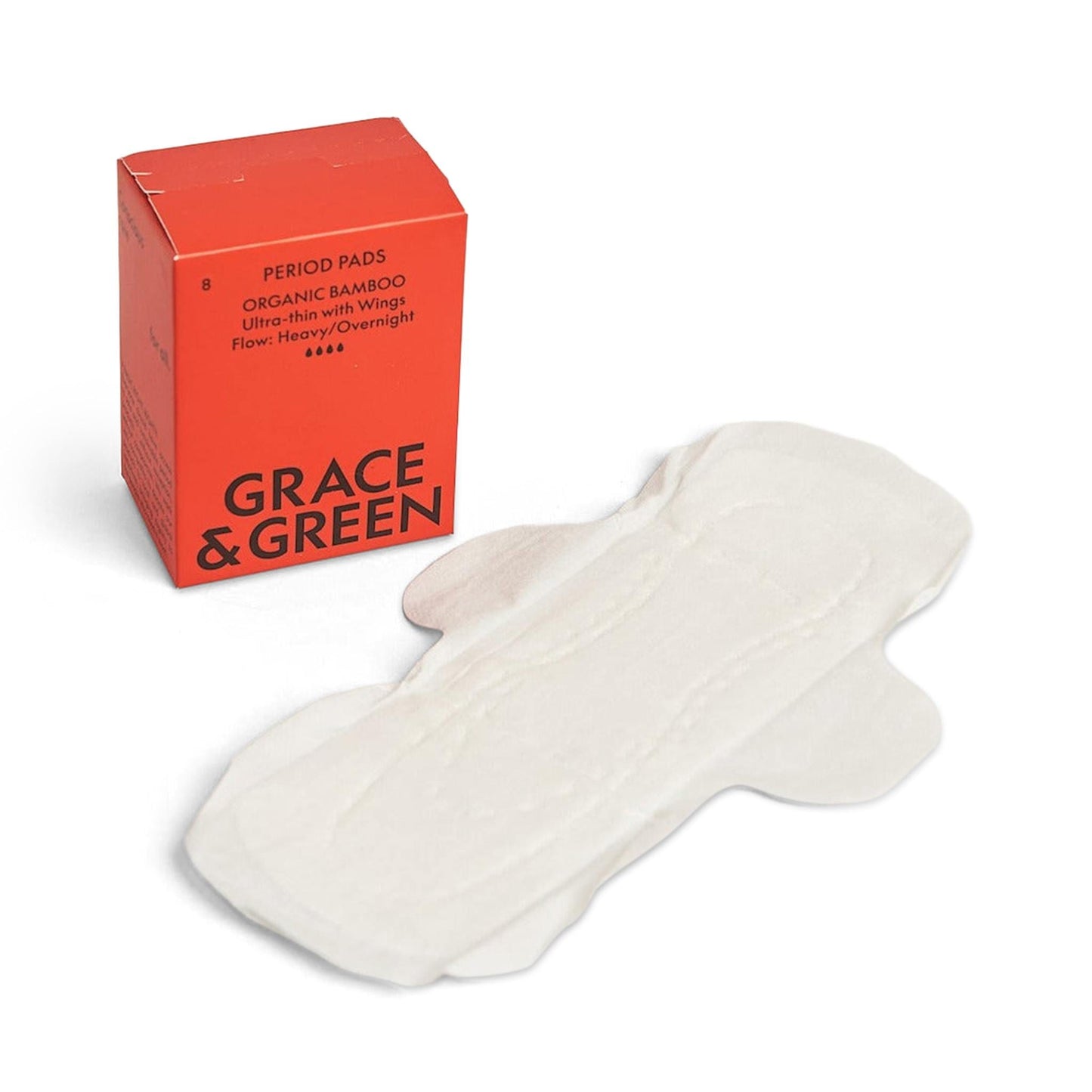 Grace & Green Period Products Organic Bamboo Pads - Ultra-thin with Wings - Grace & Green