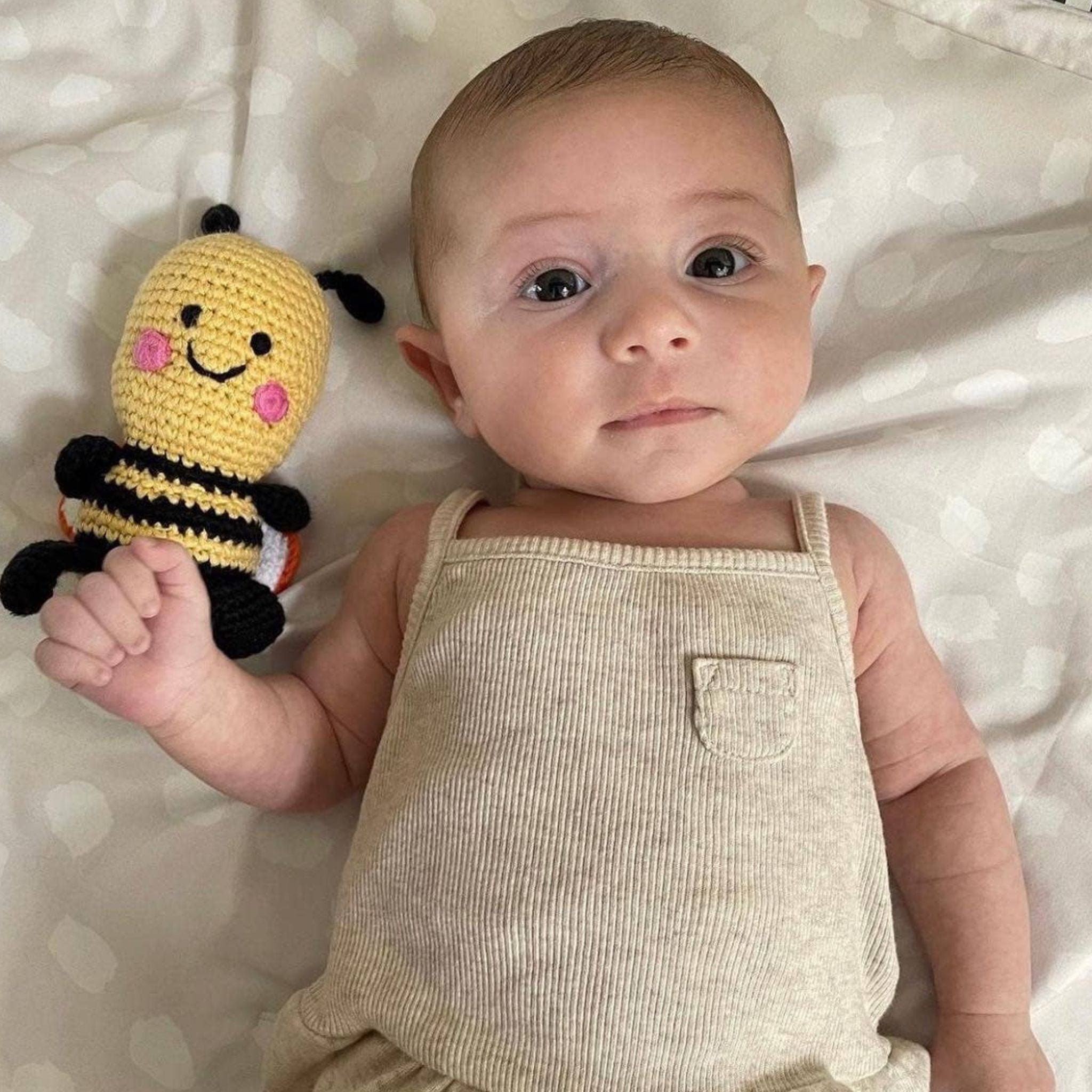 Bumble Rattle Fairtrade Crochet Baby Rattle - Bumble Bee – Faerly