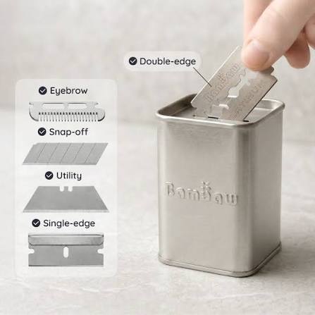Bambaw Shaving Accessories Razor Blade Bank - Safe Disposal Tin for Used Blades - Silver - Bambaw
