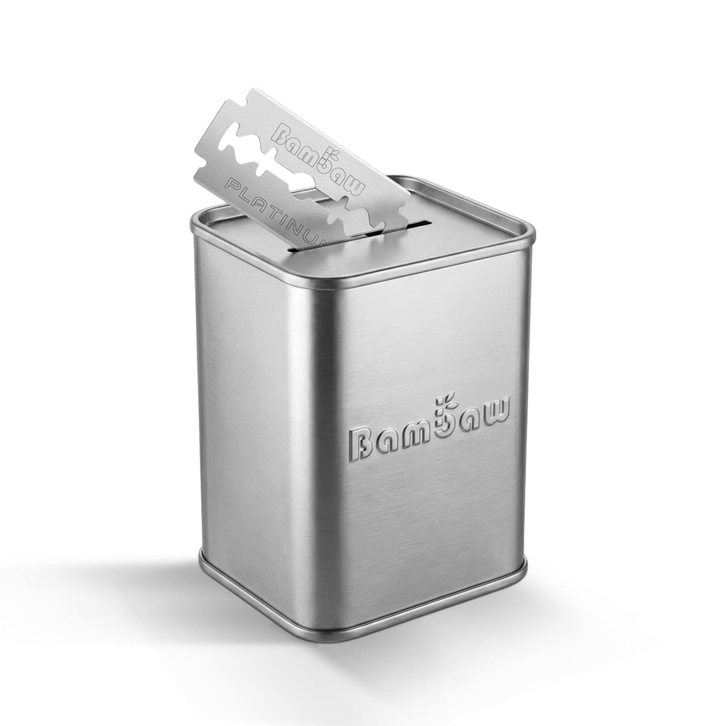 Bambaw Shaving Accessories Razor Blade Bank - Safe Disposal Tin for Used Blades - Silver - Bambaw
