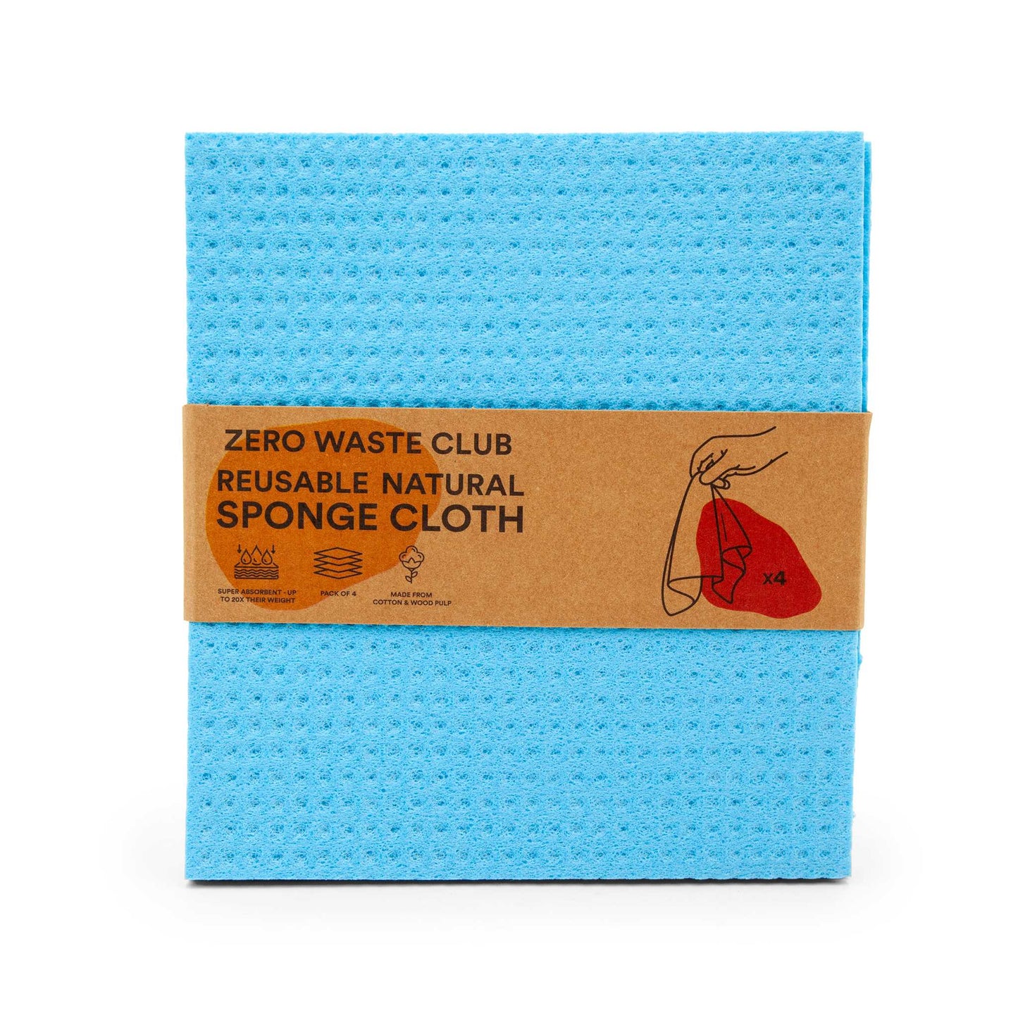 Re:gn Shop Towels & General-Purpose Cleaning Cloths RE:GN Reusable Cellulose Swedish Dishcloths - Pack of 4 - Blue