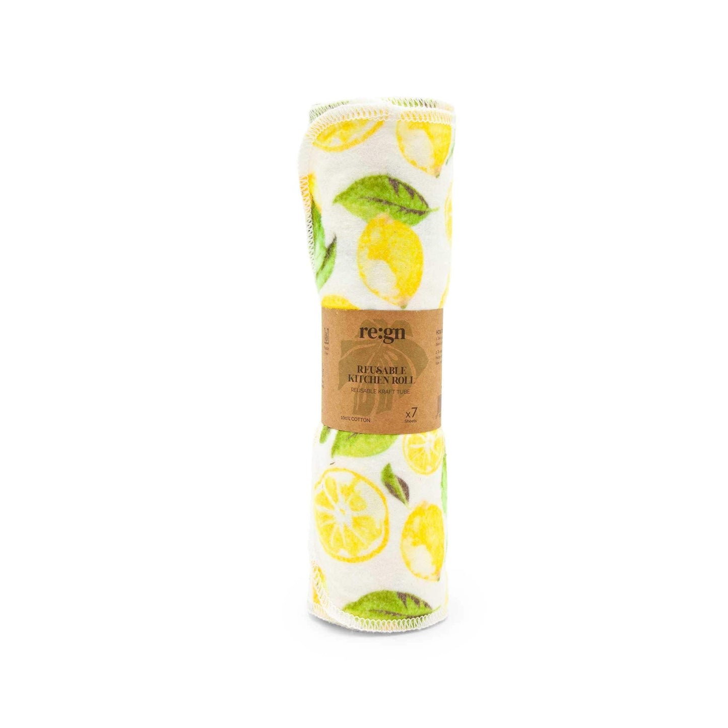 Re:gn Shop Towels & General-Purpose Cleaning Cloths Reusable Kitchen Roll - Pack of 7 - Lemons - Zero Waste Club