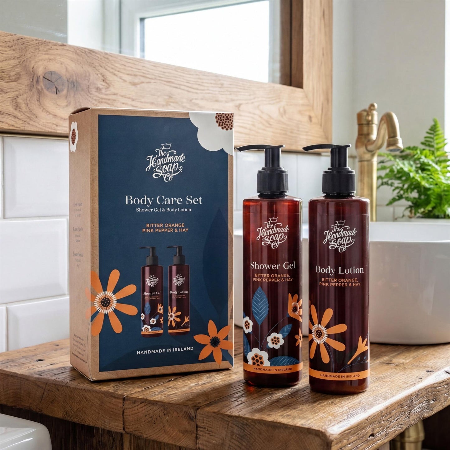 The Handmade Soap Company Skincare Body Care Set - Bitter Orange, Pink Pepper & Hay, 2 x 250ml - The Handmade Soap Company