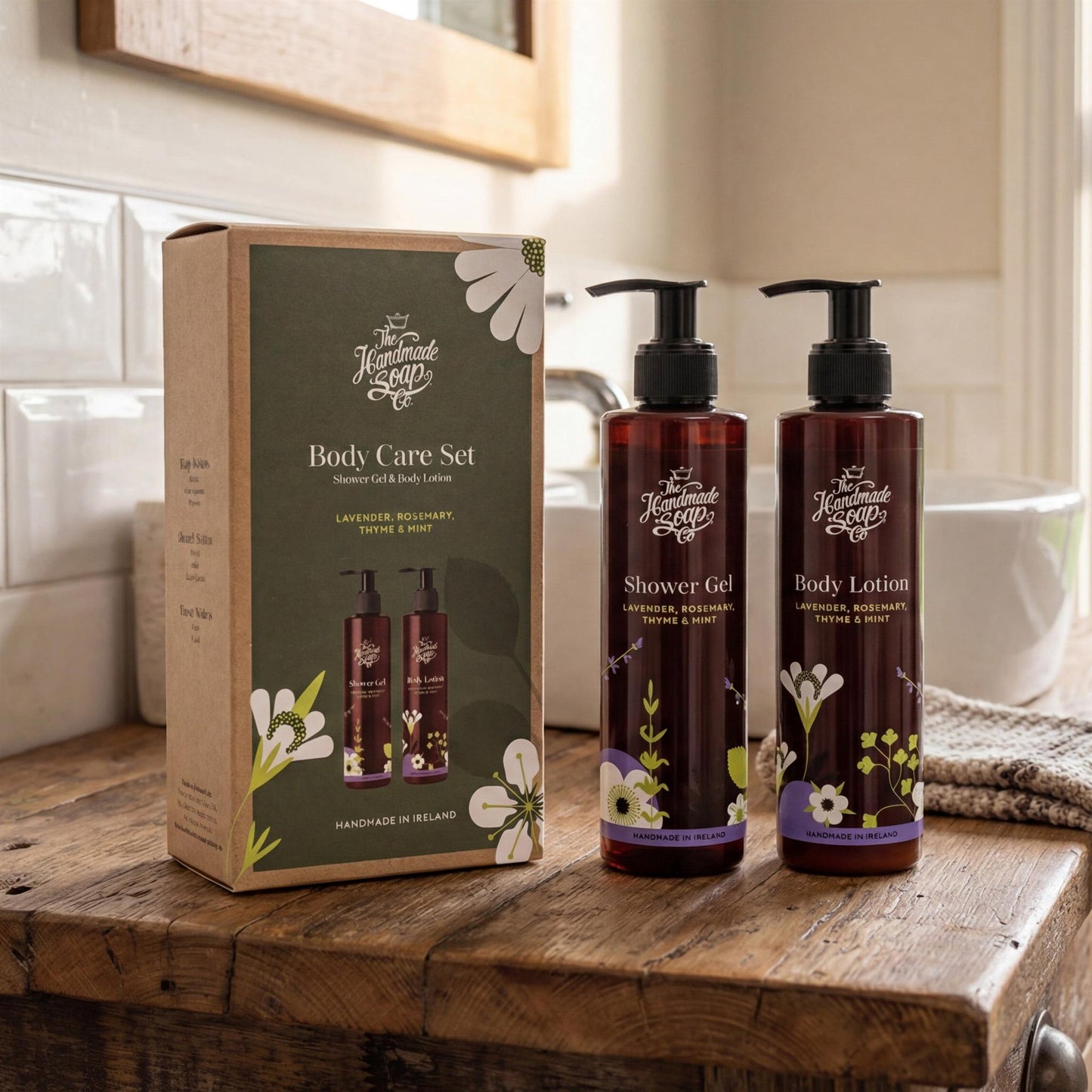The Handmade Soap Company Skincare Body Care Set - Lavender, Rosemary, Thyme & Mint, 2 x 250ml - The Handmade Soap Company
