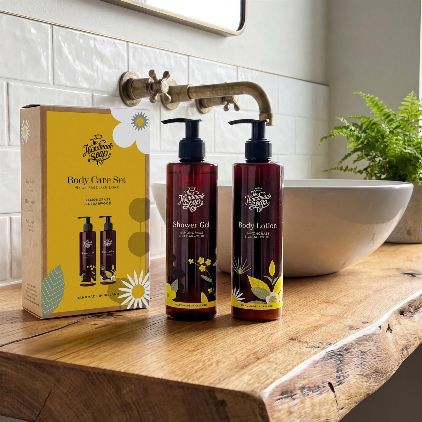 The Handmade Soap Company Skincare Body Care Set - Lemongrass & Cedarwood, 2 x 250ml - The Handmade Soap Company