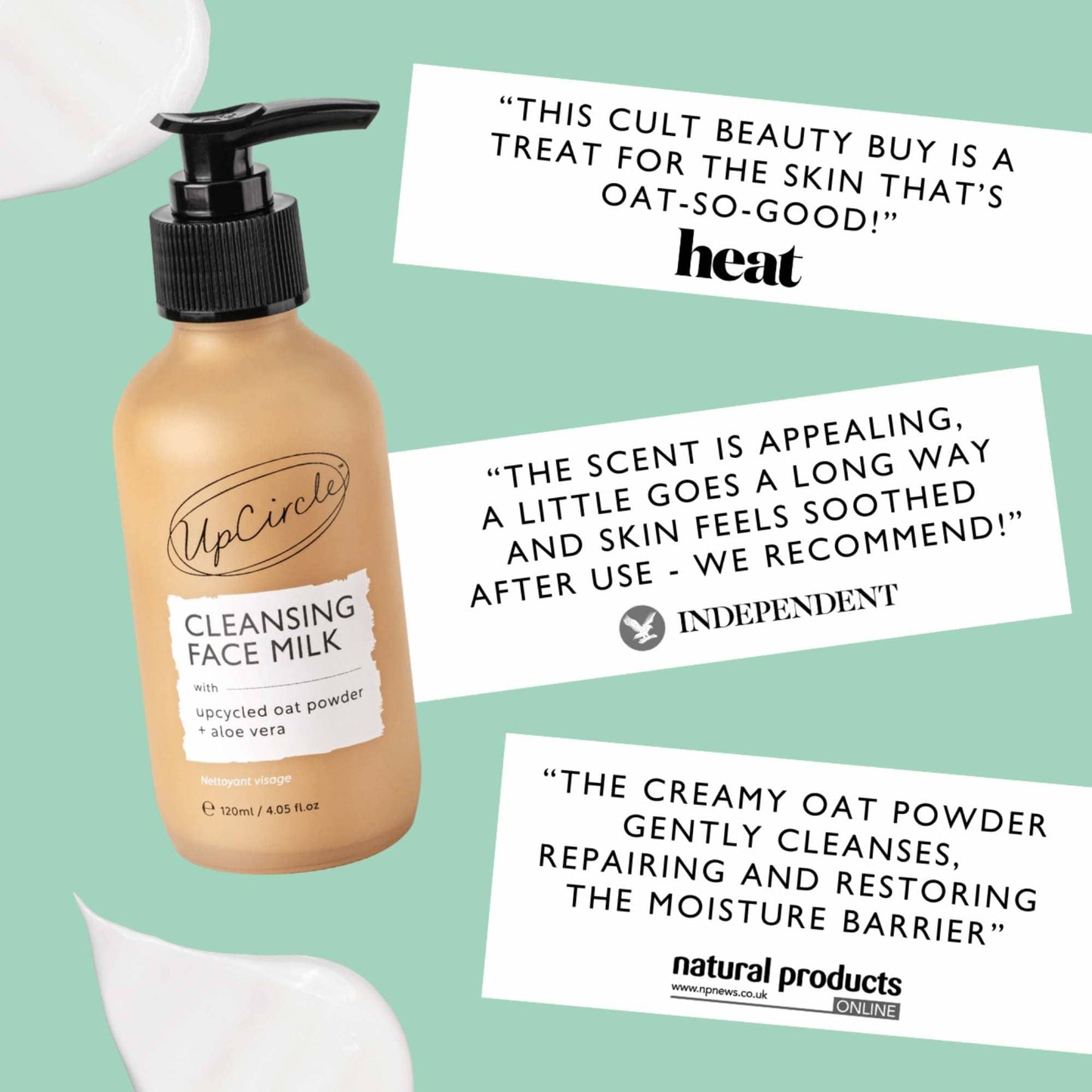 UpCircle Skincare Cleansing Face Milk with Upcycled Oat Powder + Aloe Vera 120ml - Upcircle