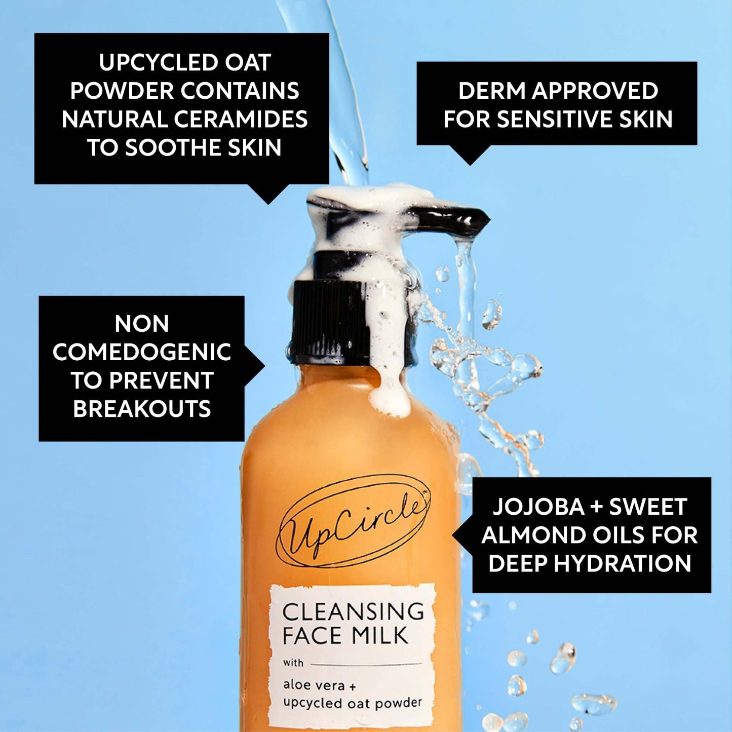 UpCircle Skincare Cleansing Face Milk with Upcycled Oat Powder + Aloe Vera 120ml - Upcircle