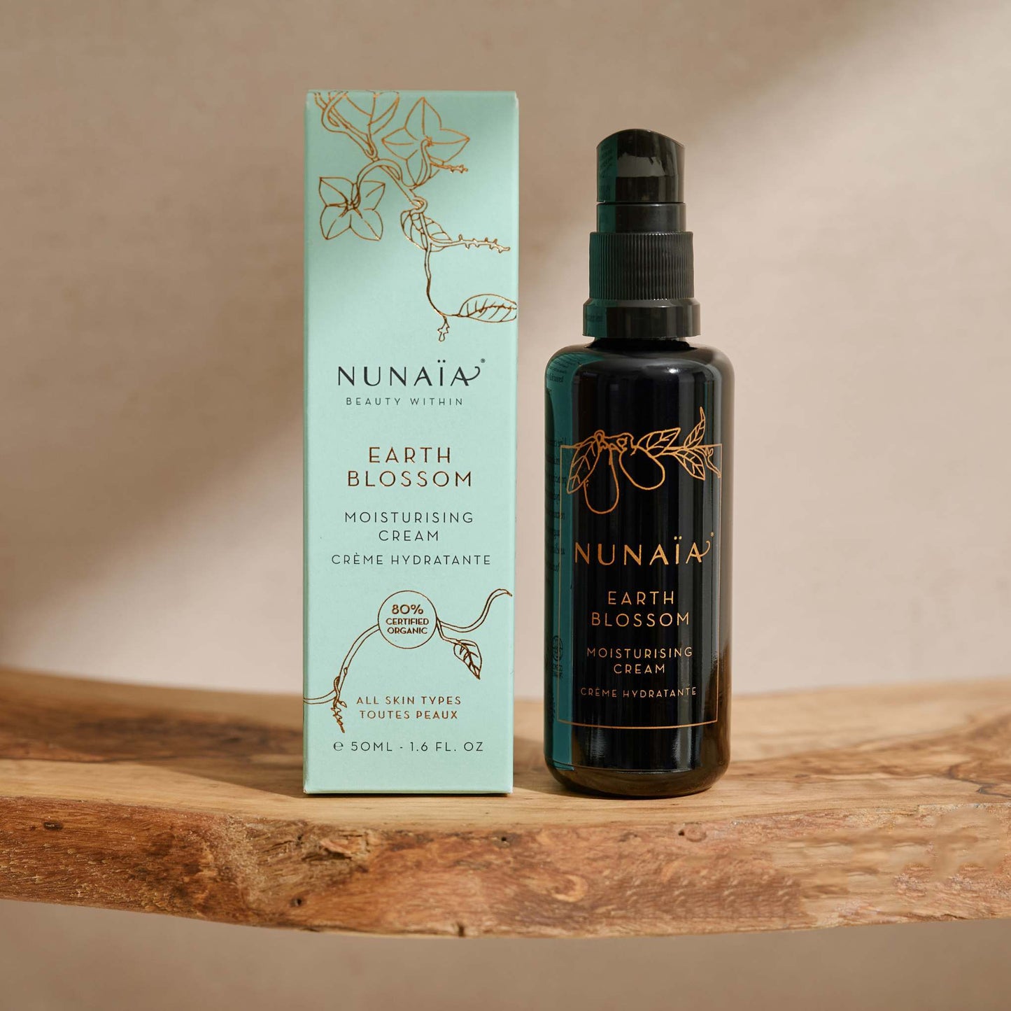 Nunaia Skincare Earth Blossom Moisturising Cream - Plant-Based Retinol Alternative - Organic - 50ml