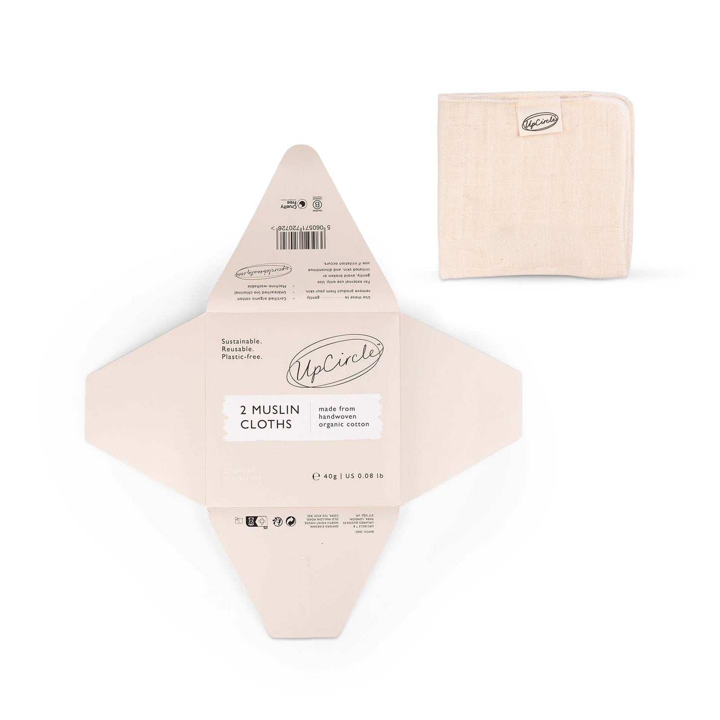 UpCircle Skincare Organic Muslin Cloths - 2 Pieces - UpCircle Beauty