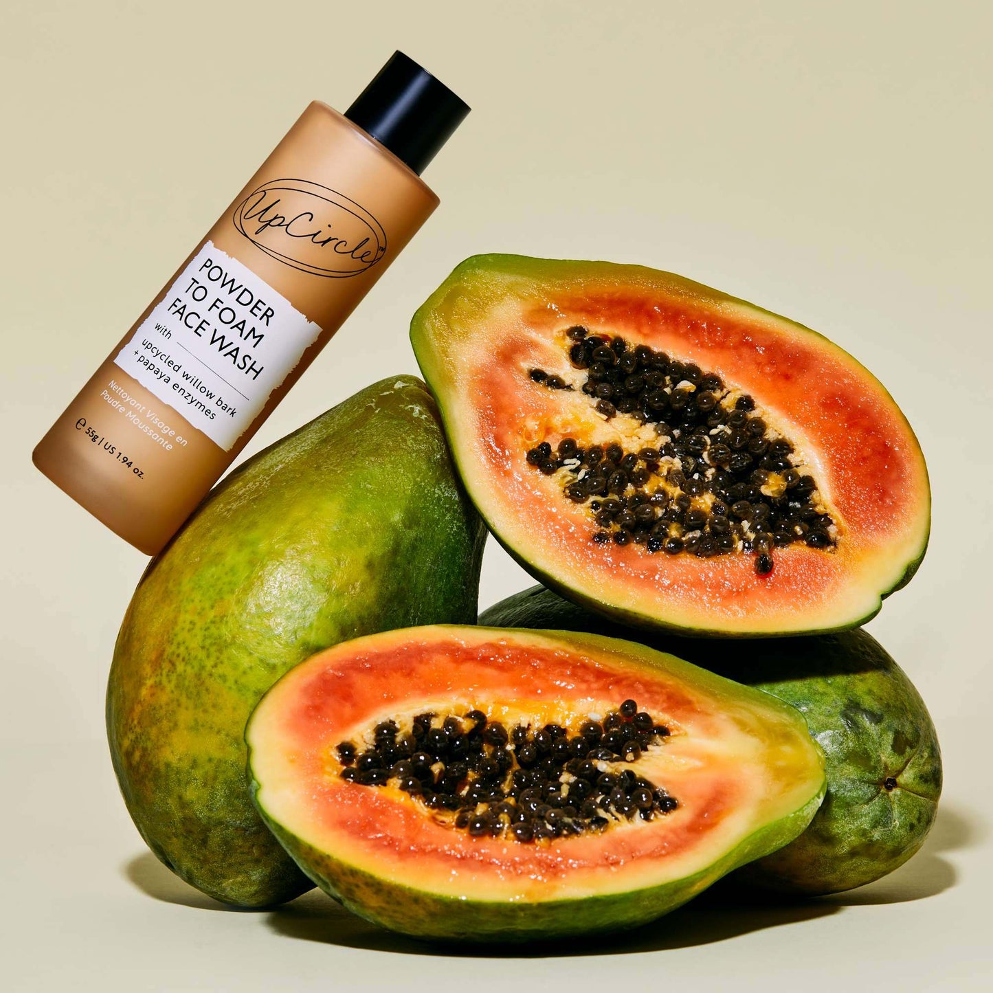 UpCircle Skincare Powder to Foam Face Wash with Willow Bark + Papaya Enzymes 55g - UpCircle