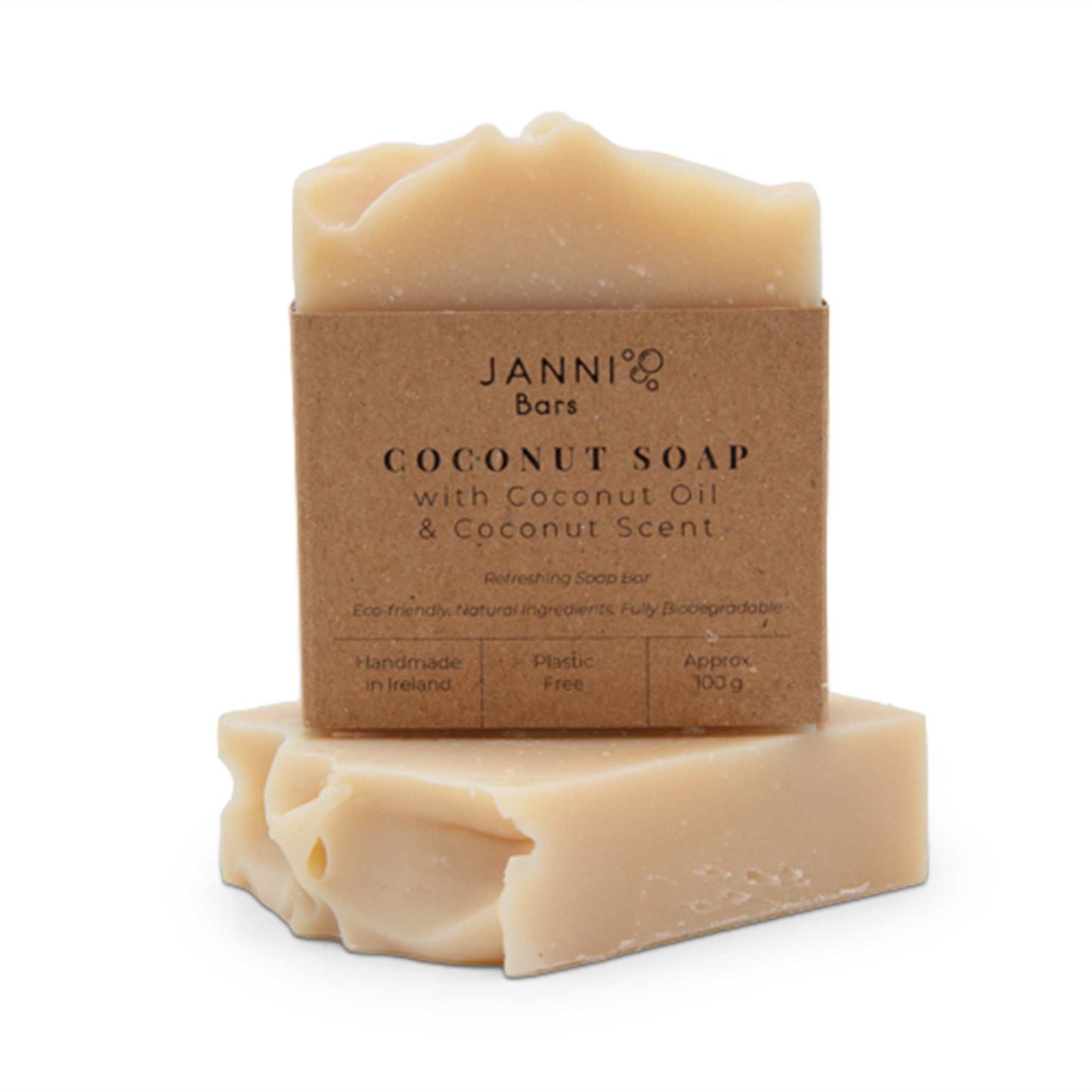 Janni Bars Soap Coconut Refreshing Soap Bar - with Coconut Oil 100g - Janni Bars