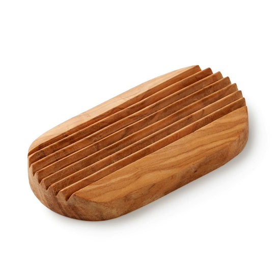 ecoLiving Soap Dishes Olive Wood Soap Dish - Oval with Grooves