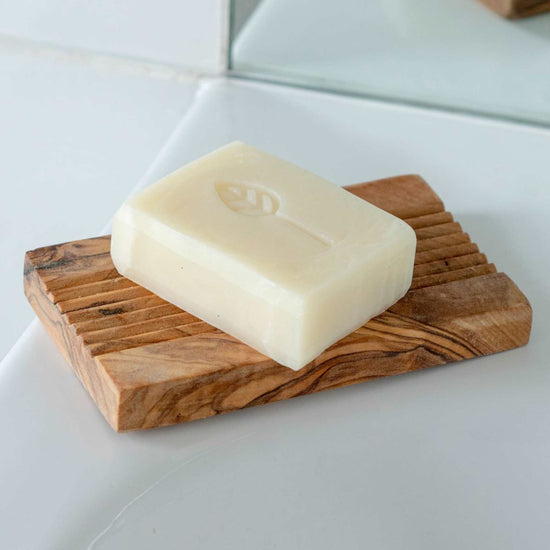 ecoLiving Soap Dishes Olive Wood Soap Dish - Rectangle with Grooves
