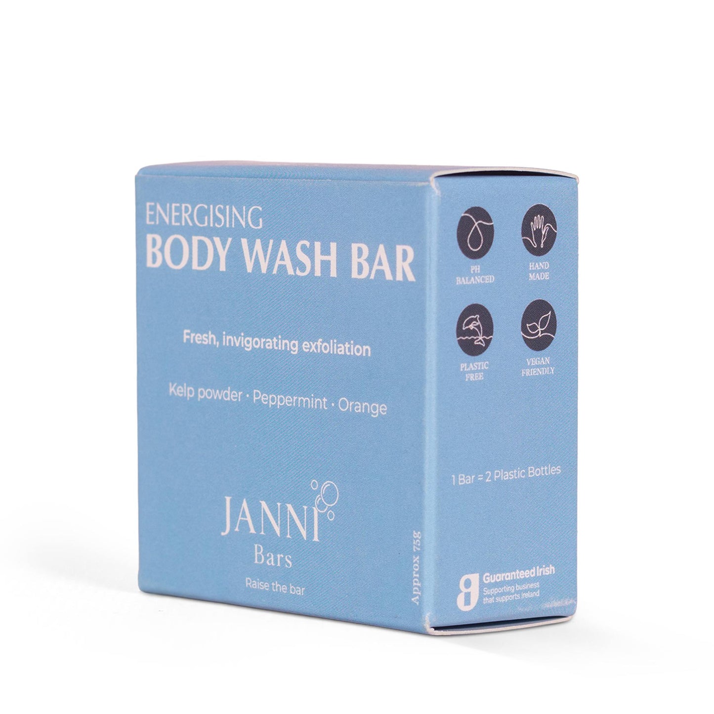 Janni Bars Soap Energising Body Wash Bar - Seaweed, Peppermint & Orange, 75g - Janni Bars