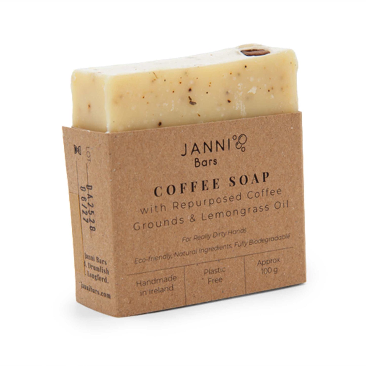 Janni Bars Soap Exfoliating Coffee Grounds Soap Bar - Lemongrass Scent  - Janni Bars