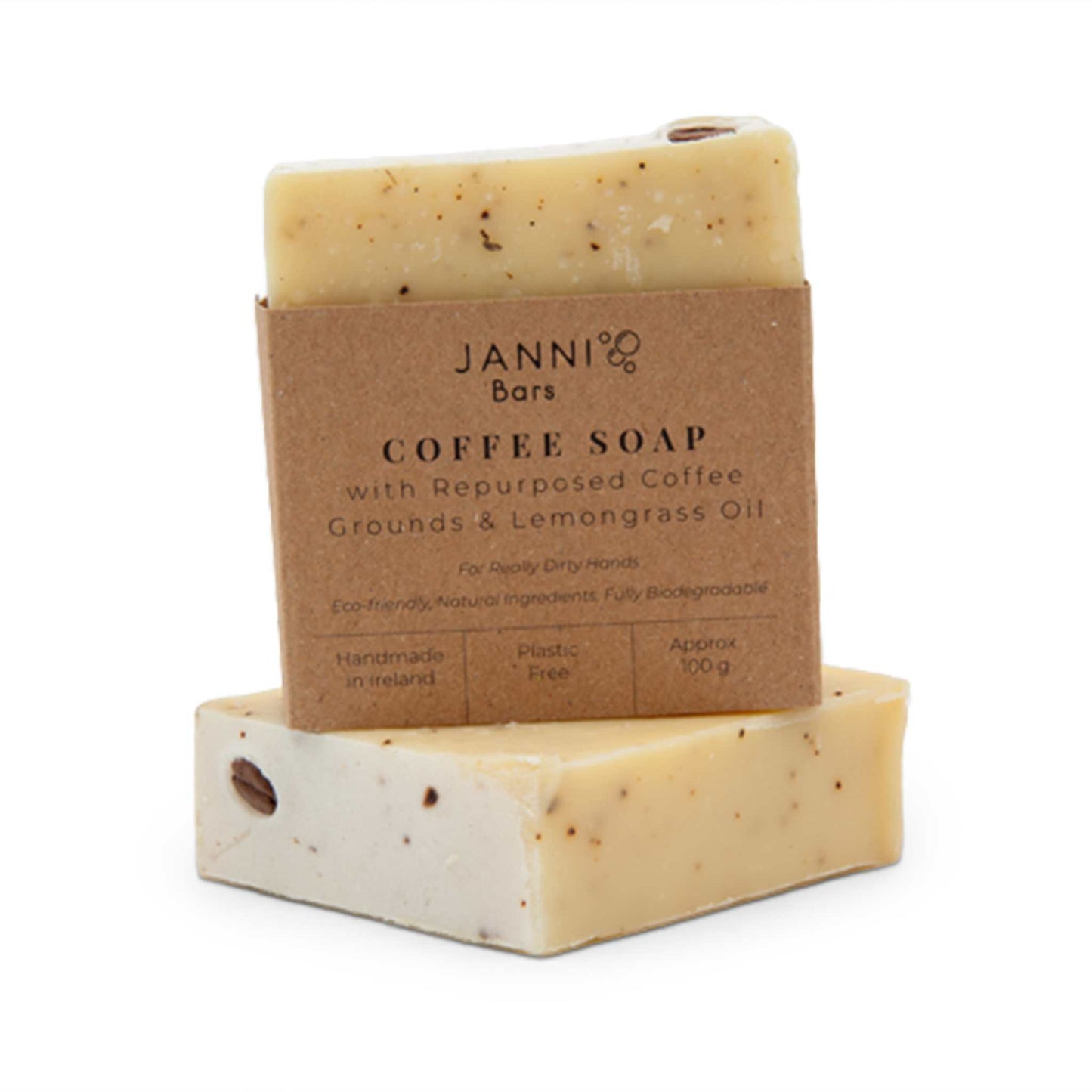 Janni Bars Soap Exfoliating Coffee Grounds Soap Bar - Lemongrass Scent  - Janni Bars
