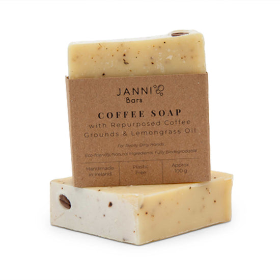 Janni Bars Soap Exfoliating Coffee Grounds Soap Bar - Lemongrass Scent  - Janni Bars
